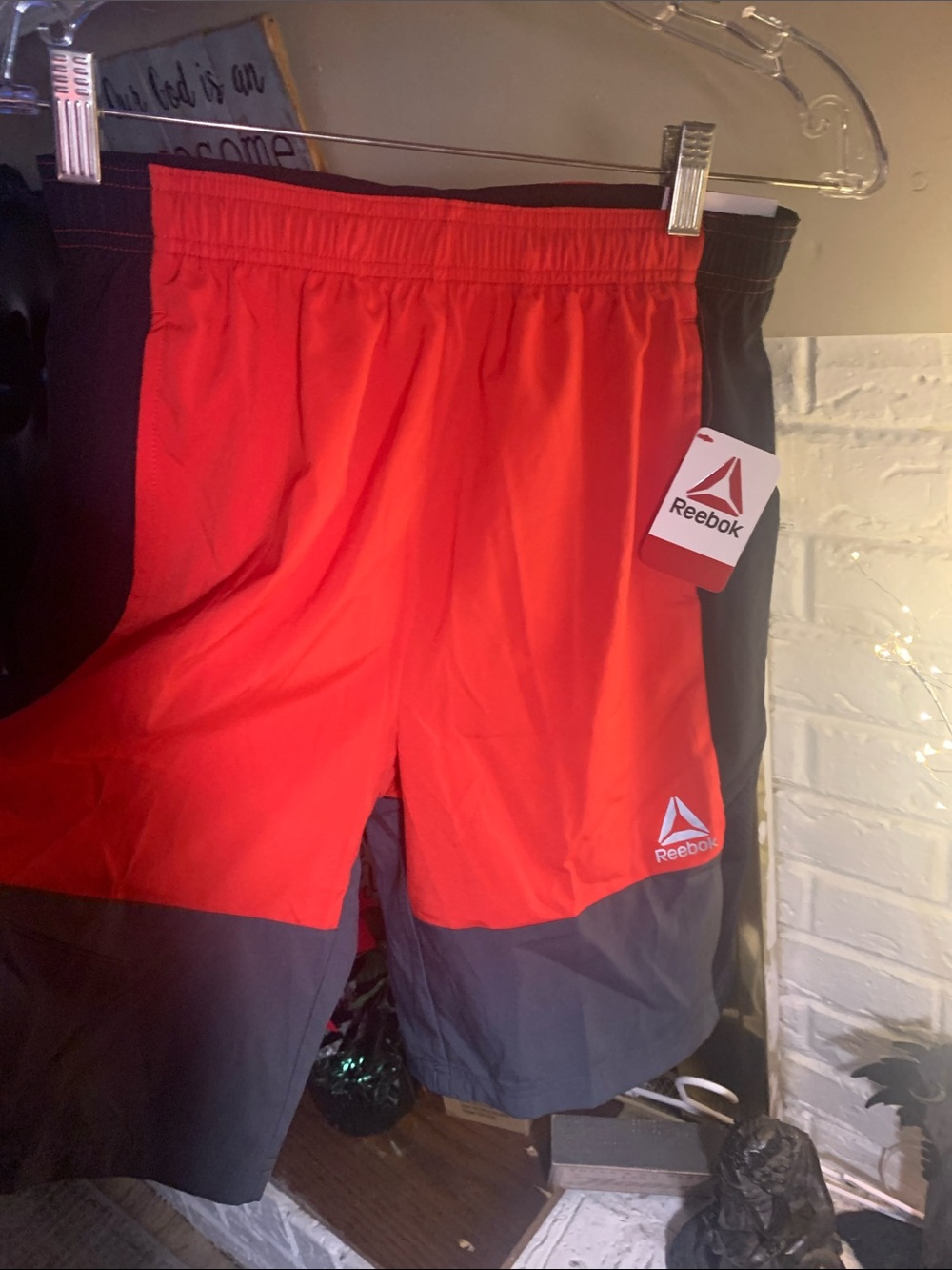 Reebok boys  Red and Gray Performance Training Shorts